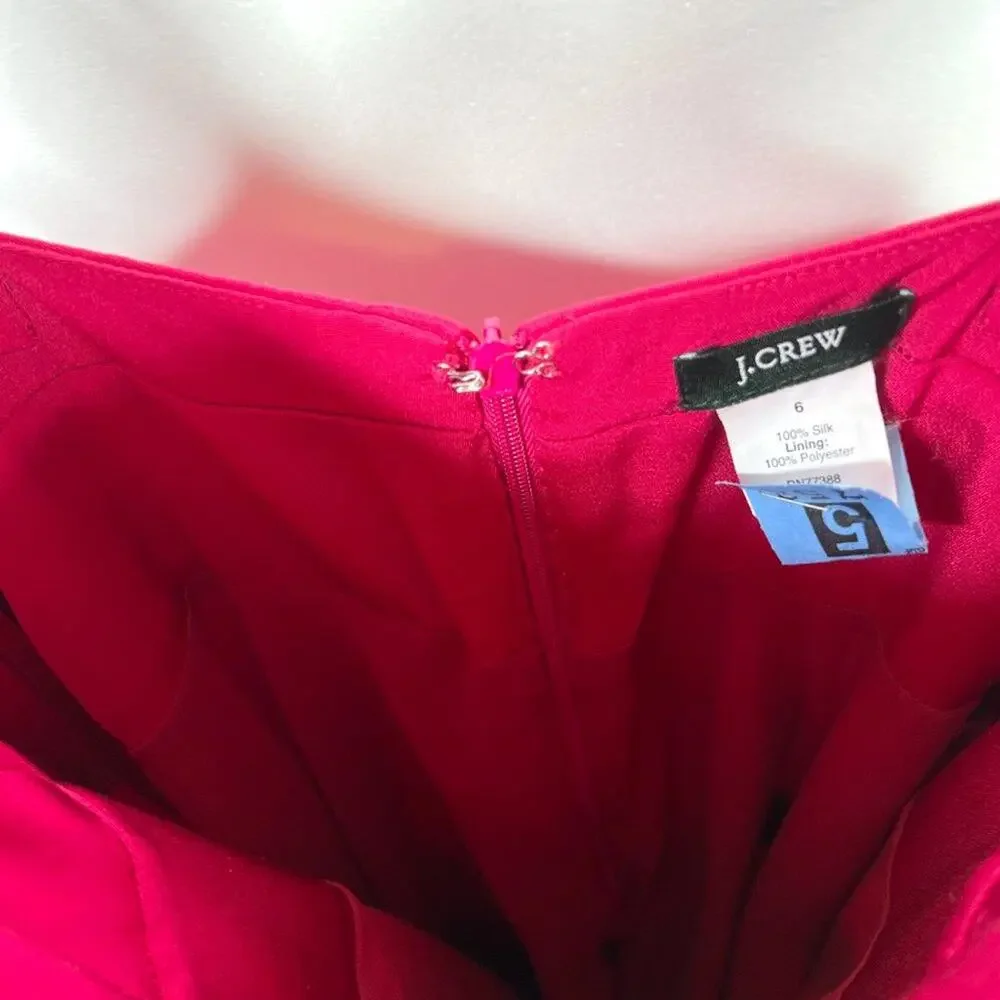 J. Crew Fuchsia 100% Silk Party Dress Size 6